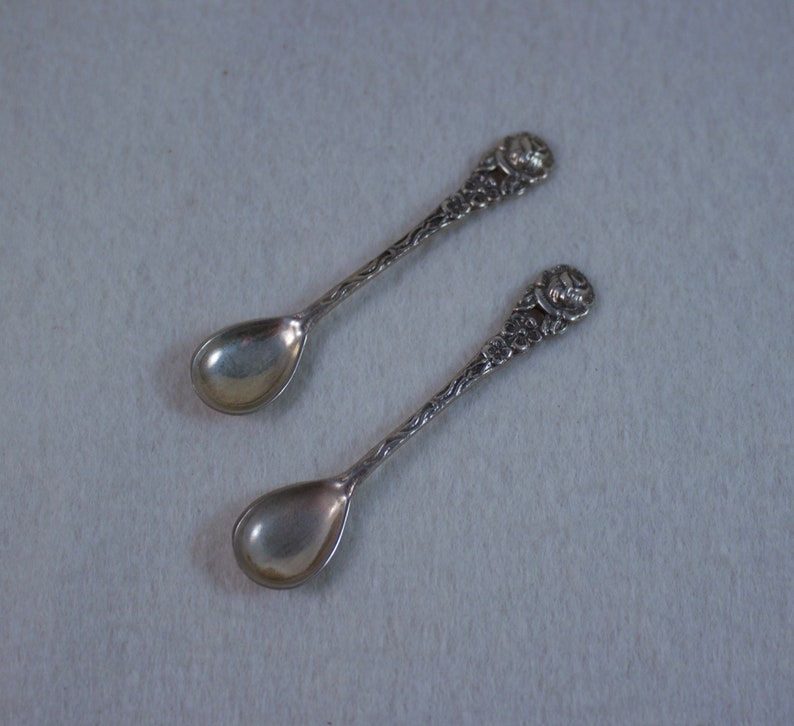 Sul Victorian Germany ALBO Sterling Salt Spoon with Rose Design