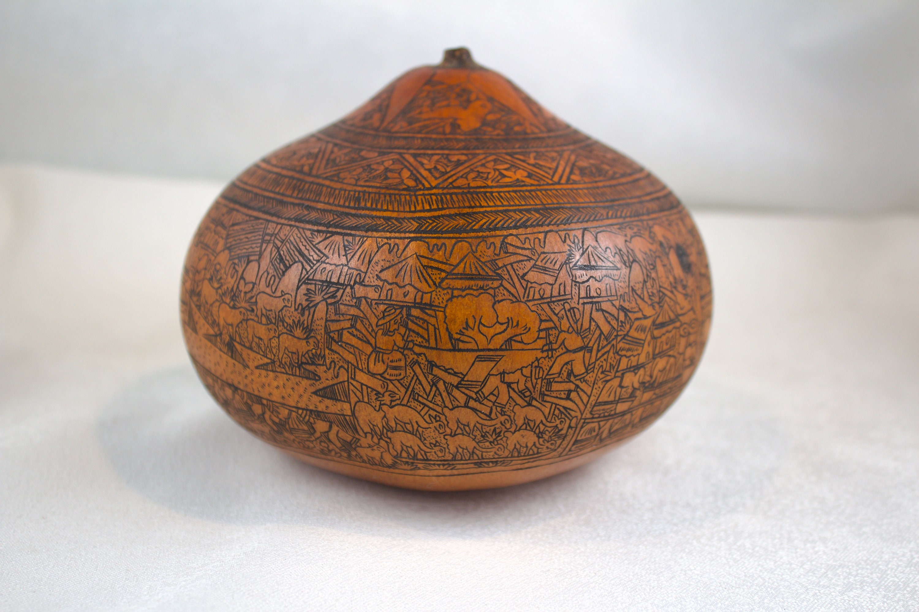 Peruvian Folk Art Storytellers Hand Carved Pictorial Gourd - Etsy