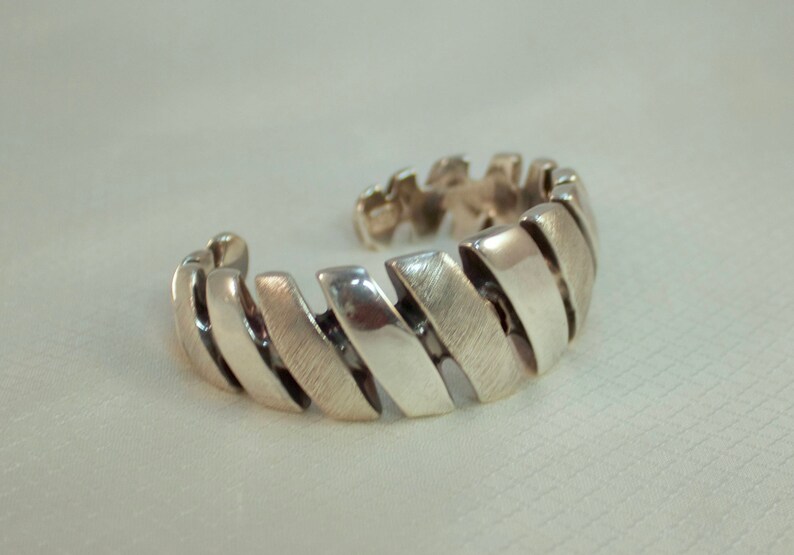 Italian Designer Brushed Sterling Modernist Cuff Bracelet 7-7-14 Bracelet
