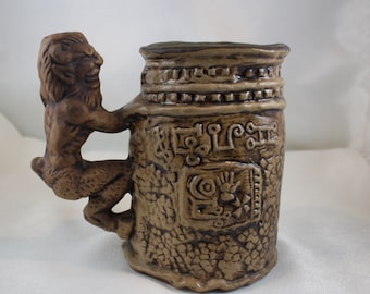 Vintage 1971 Jim Rumph Stein Tankard with Satyr and Nude Maiden