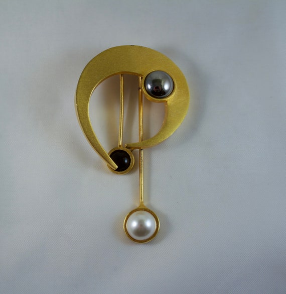 Vintage Designer Lee Wolfe 1989 Pendulum Brooch - image 1