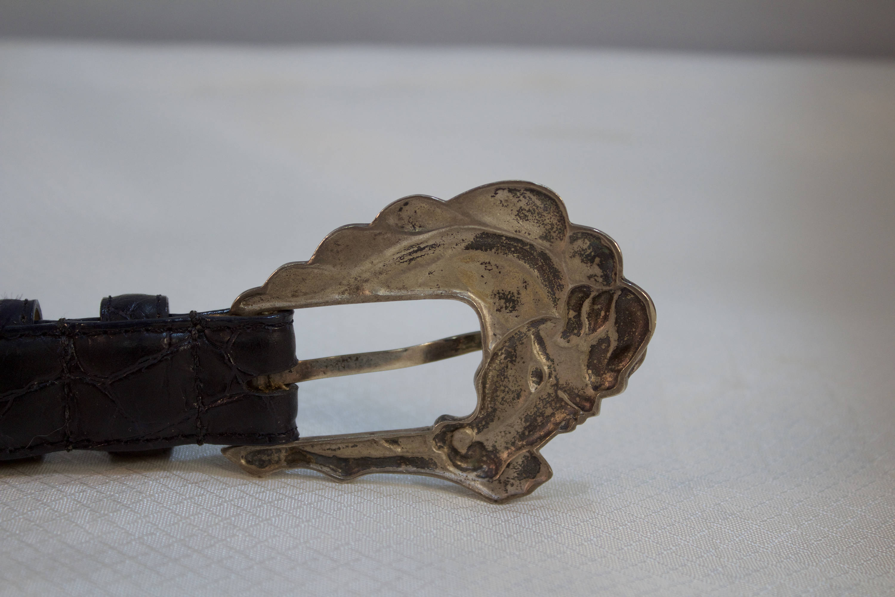 WCM New York Ladies Leather Belt With Sterling Horse Belt 