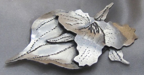 Handcrafted Sterling Orchid Brooch - image 1