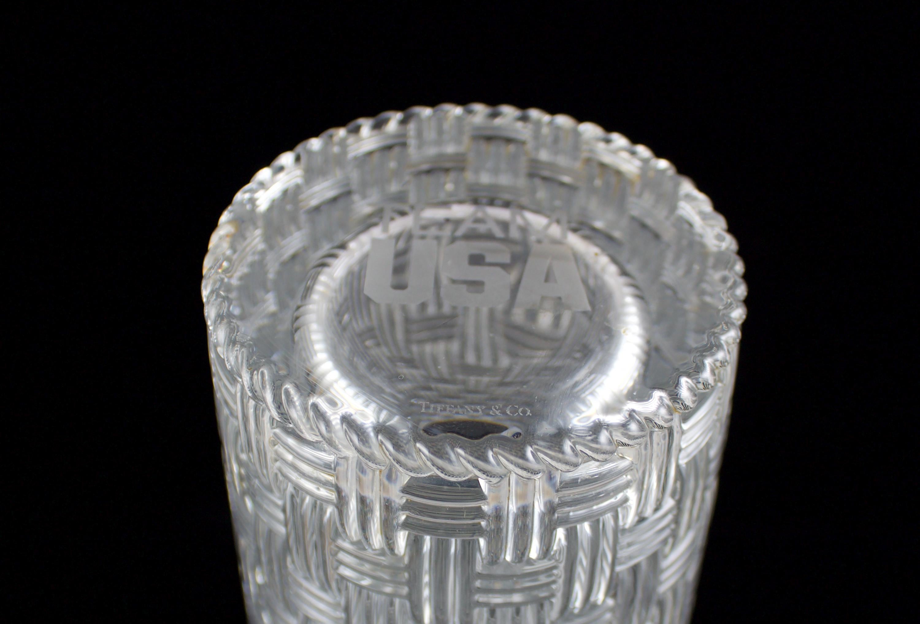 TIFFANY&Co. 花瓶 バスケットウェーブ Vintage Tiffany and Co. Basket Weave Crystal Vase TEAM USA