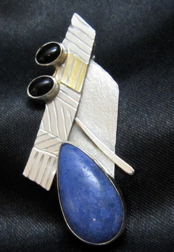 Handcrafted Arts and Crafts Sterling, Lapis and On