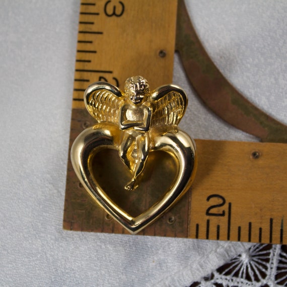 Givenchy 1980's Gold Plated Cupid and Heart Brooch - image 4