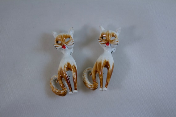 1950's Enameled Cat Pins, Alley Cat Pins - image 1