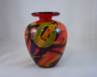 Noted Romanian Glass Artist Ioan Nemtoi Handblown 4-1/2 Art Vase 