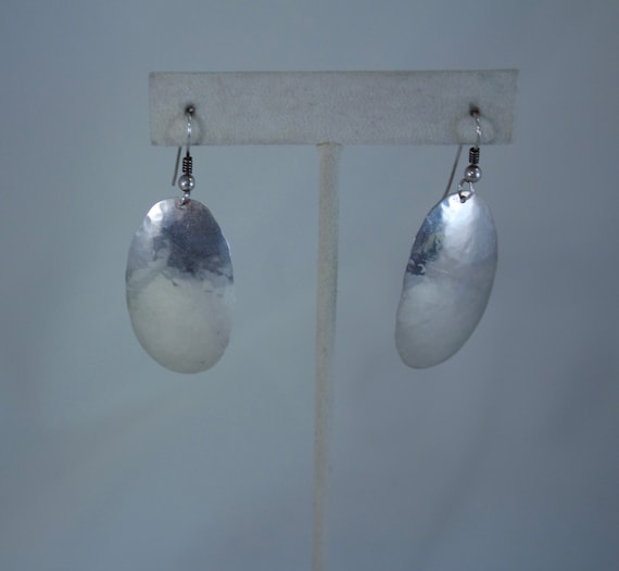 Vintage Handcrafted Hammered Wafer Sterling Earrings