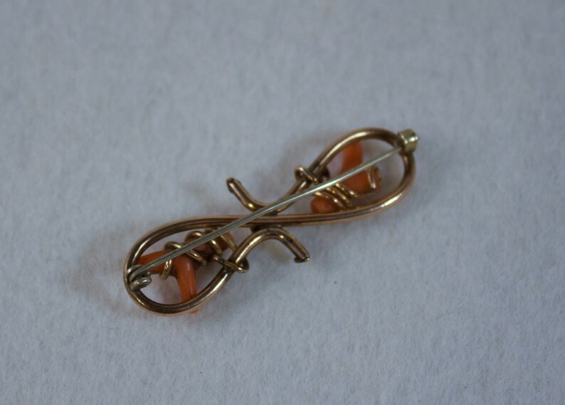 Antique Edwardian Brooch Edwardian Orange Coral 10kt Gold Filled Brooch