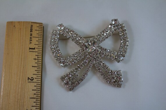 Vintage Kirks Folly Crystal Bow Brooch - image 3