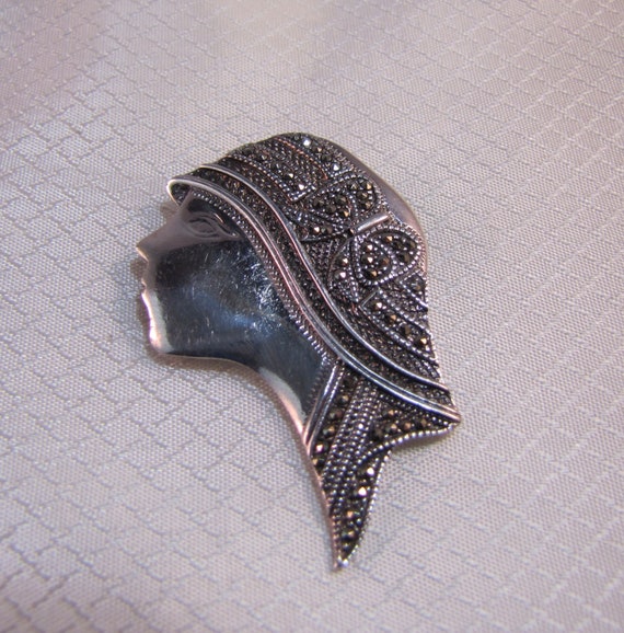 1970's Art Deco Reproduction Sterling Woman with … - image 1