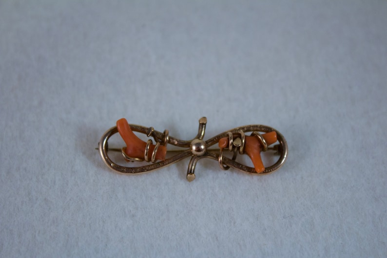 Antique Edwardian Brooch Edwardian Orange Coral 10kt Gold Filled Brooch
