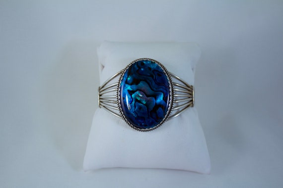 Rich Begay Rare Vintage Native American Navajo Abalone Paua Sterling Silver Bracelet Rich Begay Rare Vintage Native American Navajo Abalone Paua Sterling Silver Bracelet