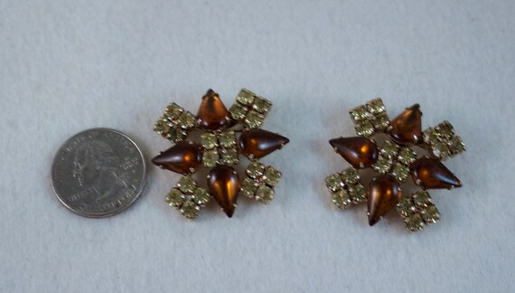 1950's Topaz And Citrine Rhinestone Brooches - image 2