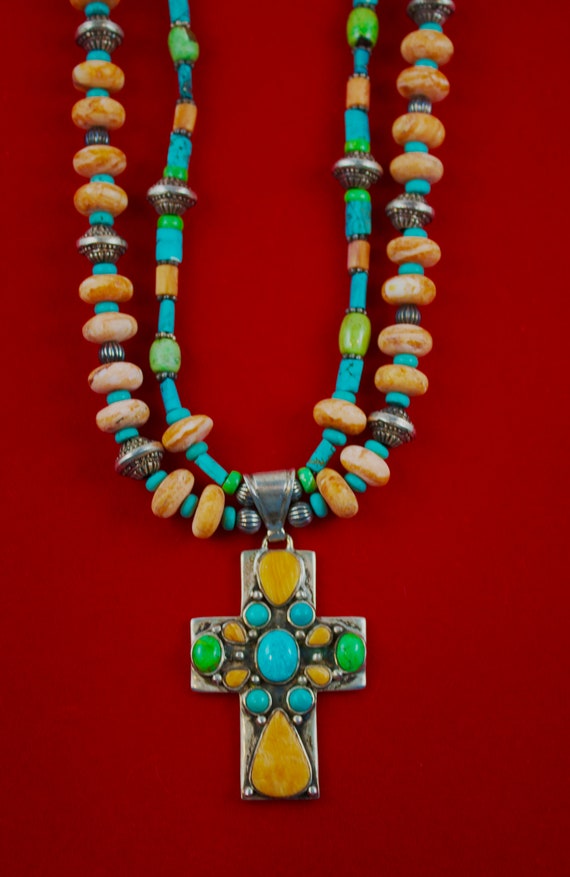 Vintage Navajo Sterling Silver, Turquoise, and Sp… - image 3