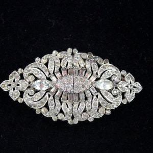 Vintage Trifari Clip Mate Art Deco Rhinestone Fur Clip Broche
