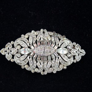 Vintage Trifari Clip Mate Art Deco Rhinestone Fur Clip Brooch