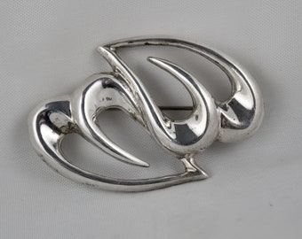 Vintage REGES Sterling Hearts Brooch, Modernist Brooch