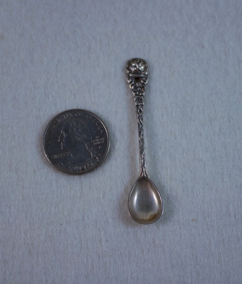 Sul Victorian Germany ALBO Sterling Salt Spoon with Rose Design