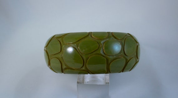 Rare 1950's Pea Green "Crocodile Skin Pattern" Ca… - image 3