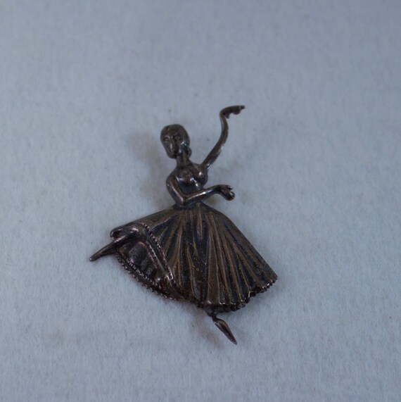 c1950's Lang Sterling Ballerina Brooch - image 1