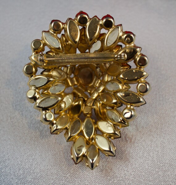 Vintage Juliana Topaz, Amber, Red, and Yellow Rhinestone Statement
