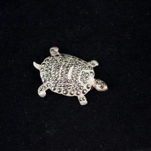 Vintage Sterling Silver and Marcasite Turtle Brooch