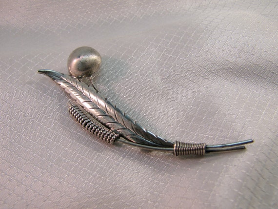 Mid Century Sterling JewelArt Reed and Cat Tail S… - image 2
