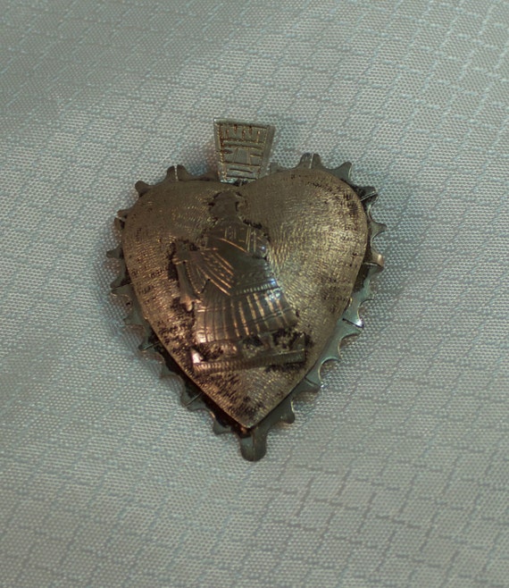 Vintage Peruvian Silver Heart Pendant/Brooch - image 2