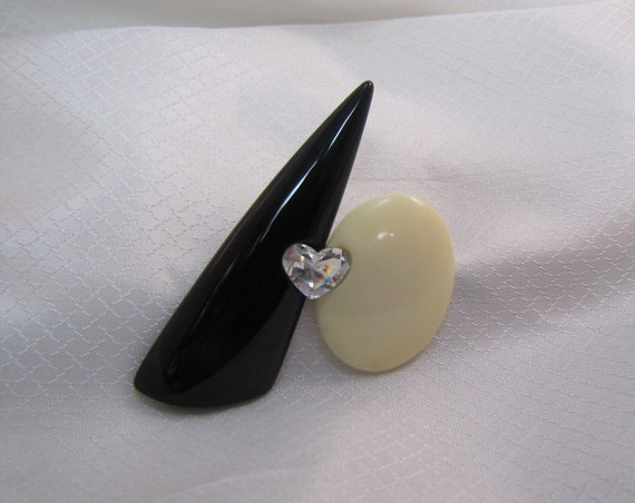 1980's Wendy Gell Black and White Lucite and Cryst