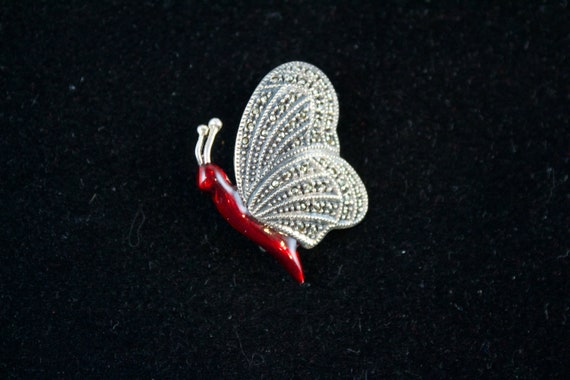 Rare Judith Jack Art Sterling Red Enameled and Ma… - image 2