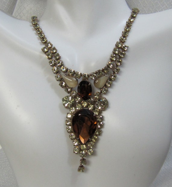 Vintage Juliana Topaz and Yellow Rhinestone Neckla