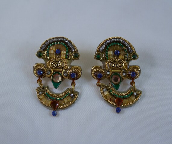1990's Adaya Victorian Style Hand Beaded Dangle Ea