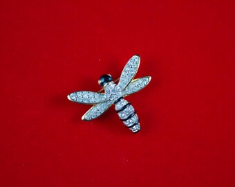 Rare Retired Daniel Swarovski Wasp Brooch, Swan Signature, Pave' Crystal Brooch, Crystal Bee Brooch