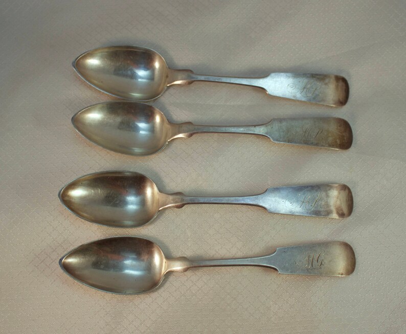 Early 1800's Coin Silver Spoon Set 4 Coin Silver Spoons Etsy
