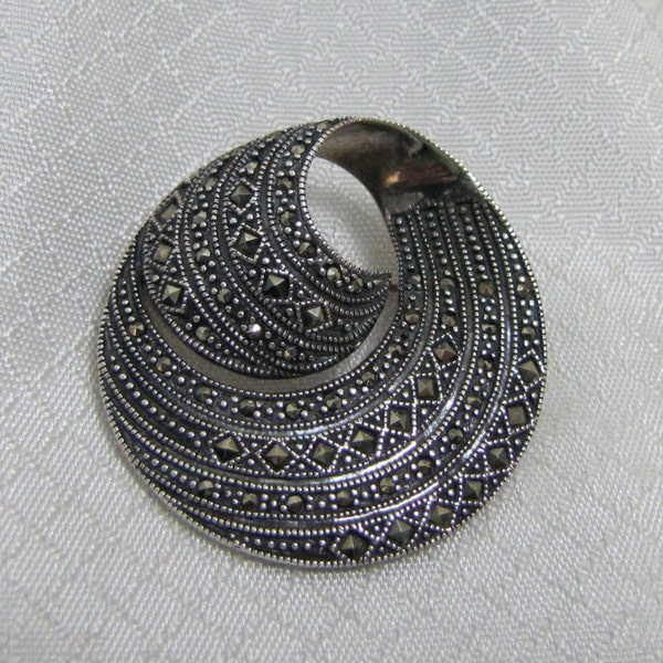 Mid Century Reproduction Modernist Sterling and Marcasite Comet Brooch