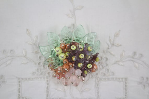 Haskell Inspired Berries and Flowers Cluster Broo… - image 2