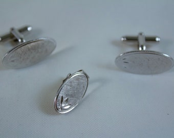 Mid Century Modern Anson Sterling Cufflinks and Tie Clip Set