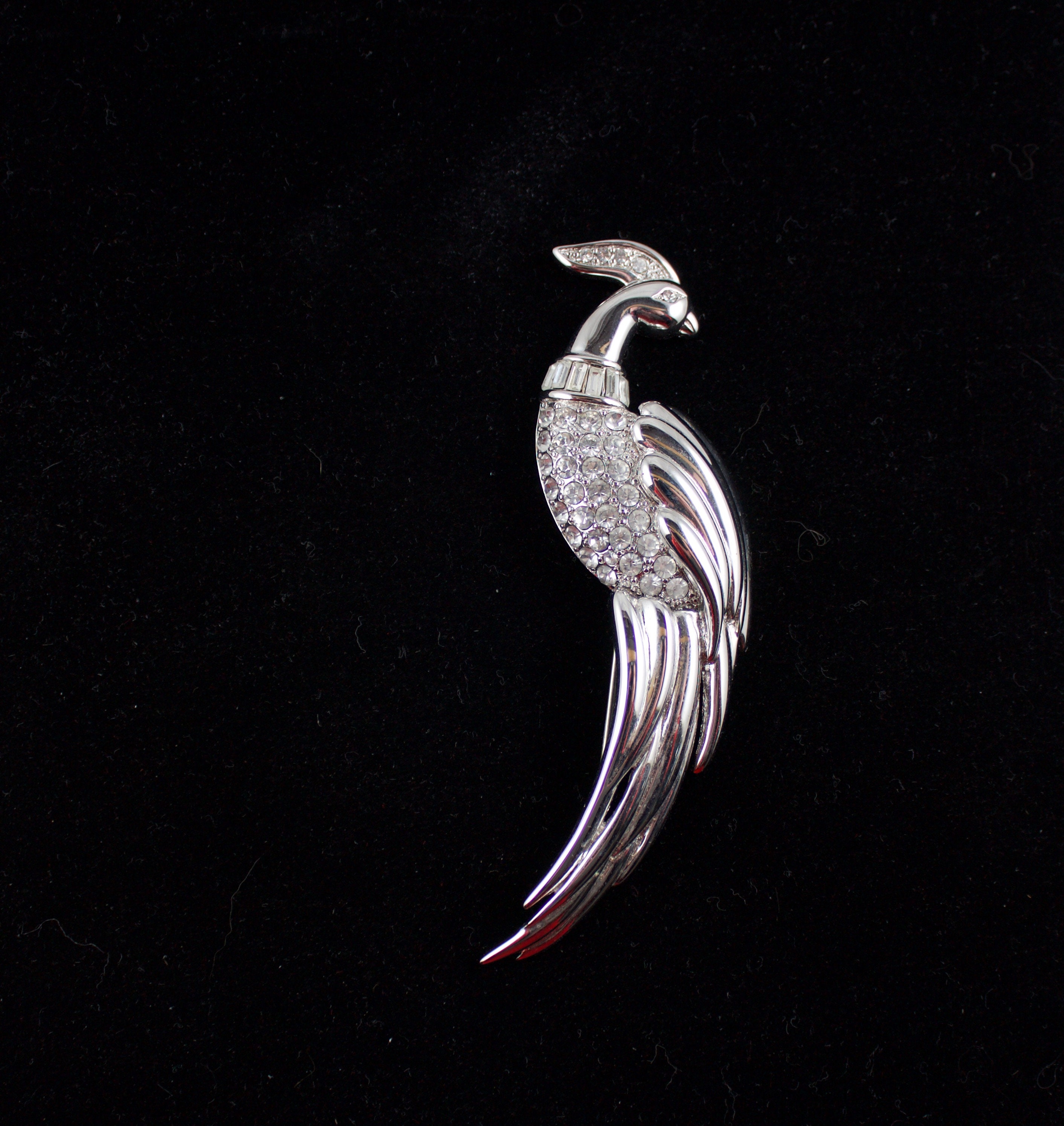 Broche Ancienne En Argent émaillé Et Marcassites - Motif Paon De Paradis - Bijou Vintage Occasion