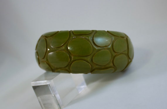 Rare 1950's Pea Green "Crocodile Skin Pattern" Ca… - image 6