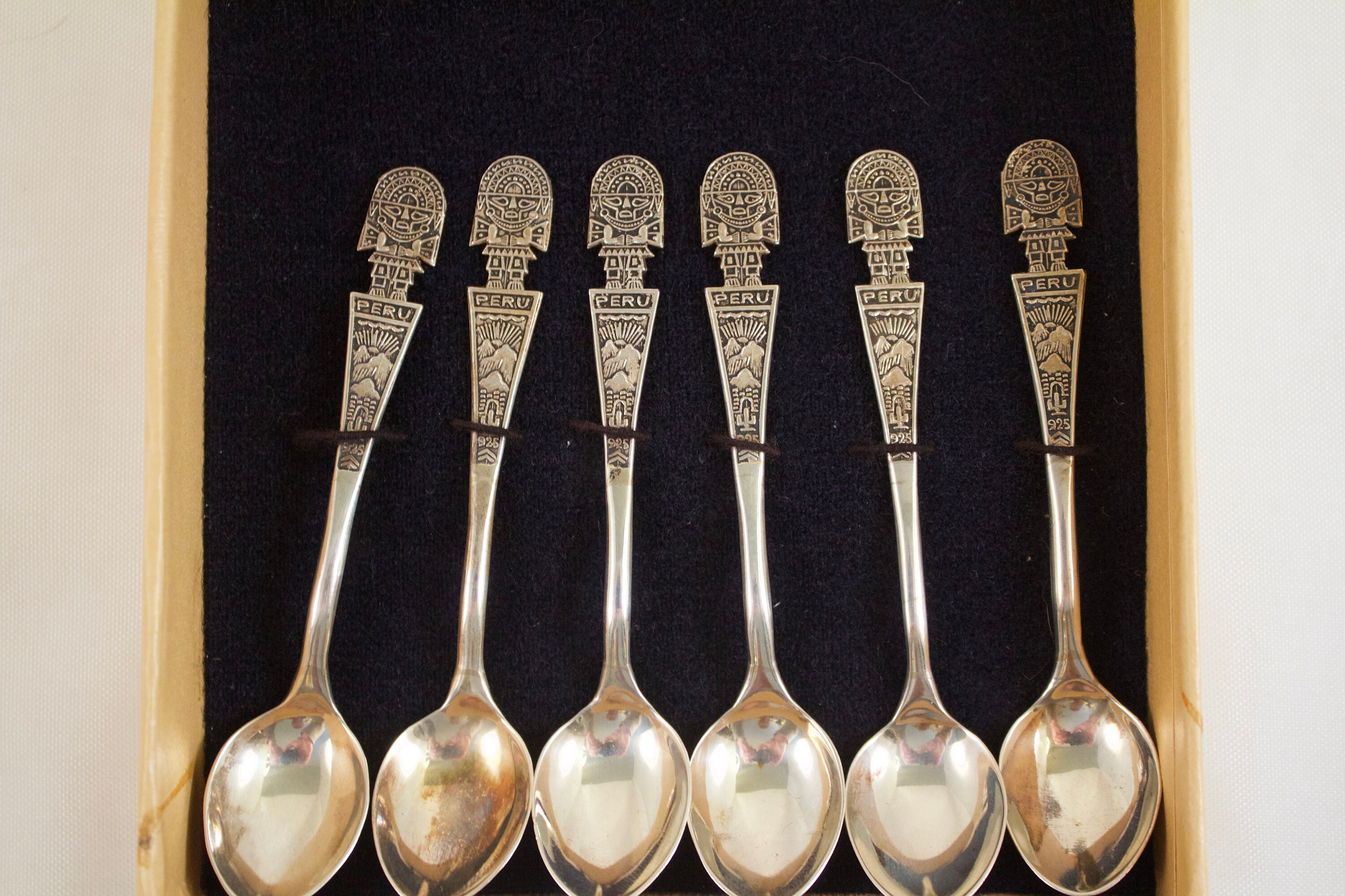 Vintage Peru Sterling Silver Demitasse Spoon Set - Etsy 日本