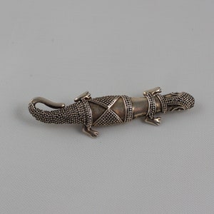 Vintage Hand Crafted Navajo Joe Woods Salamander Brooch image 2