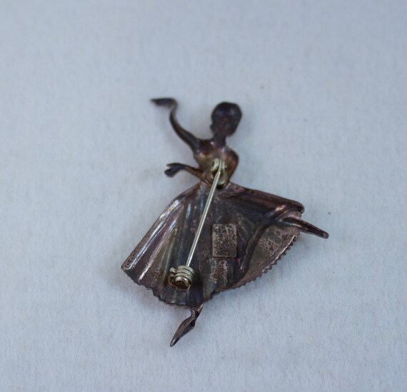 c1950's Lang Sterling Ballerina Brooch - image 2