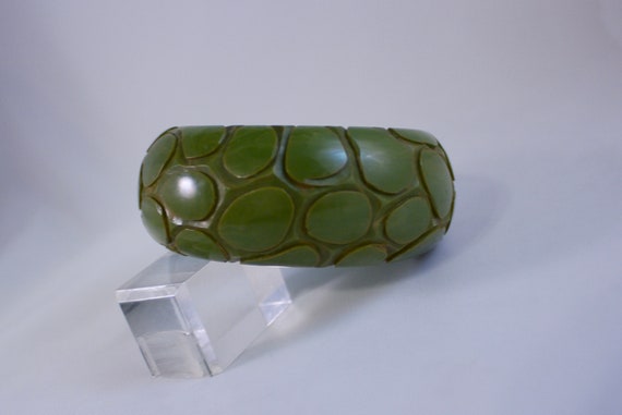 Rare 1950's Pea Green "Crocodile Skin Pattern" Ca… - image 5