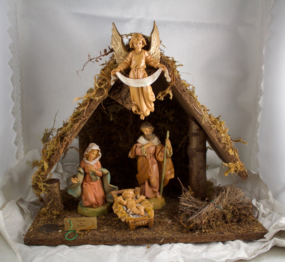 Vintage 1991 Fontanini by Roman Nativity Holy Family, Angel and