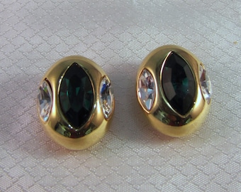 1970's Kenneth Jay Lane Jeweled Clip Earrings