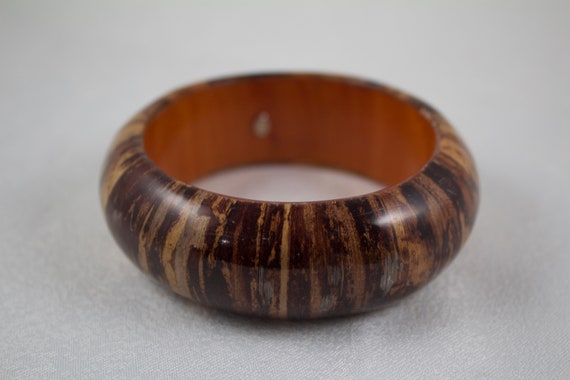 1990's KJL Exotic Wood Encapsulated Bangle Bracel… - image 1