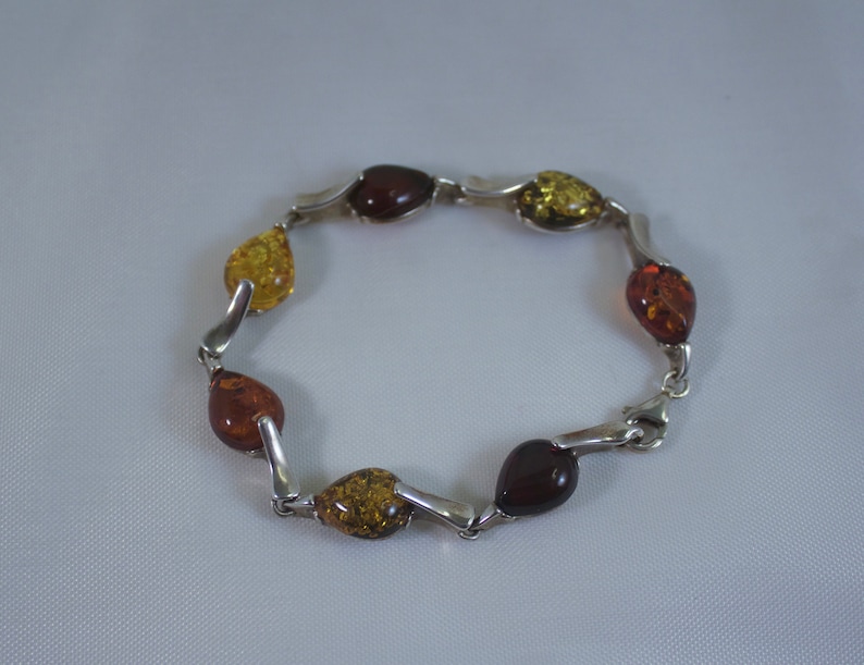 1980/'s Baltic Amber Link Bracelet Multi Color Amber Link Bracelet