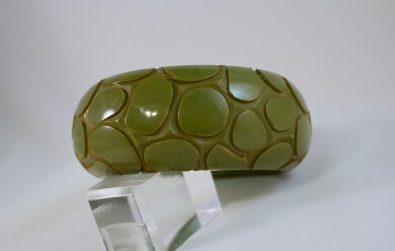 Rare 1950's Pea Green "Crocodile Skin Pattern" Ca… - image 7